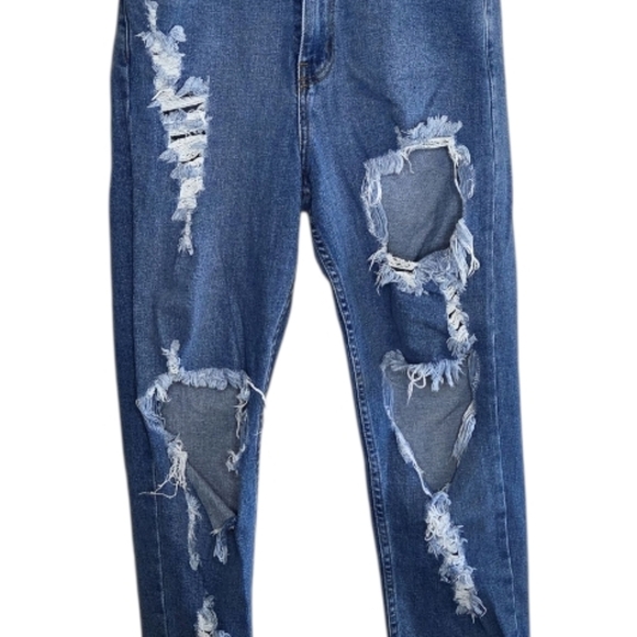 Vibrant M.I.U. | Destroyed Straight Leg 11.5" High Rise Ankle Jeans Size 5 or 26 - Picture 3 of 4